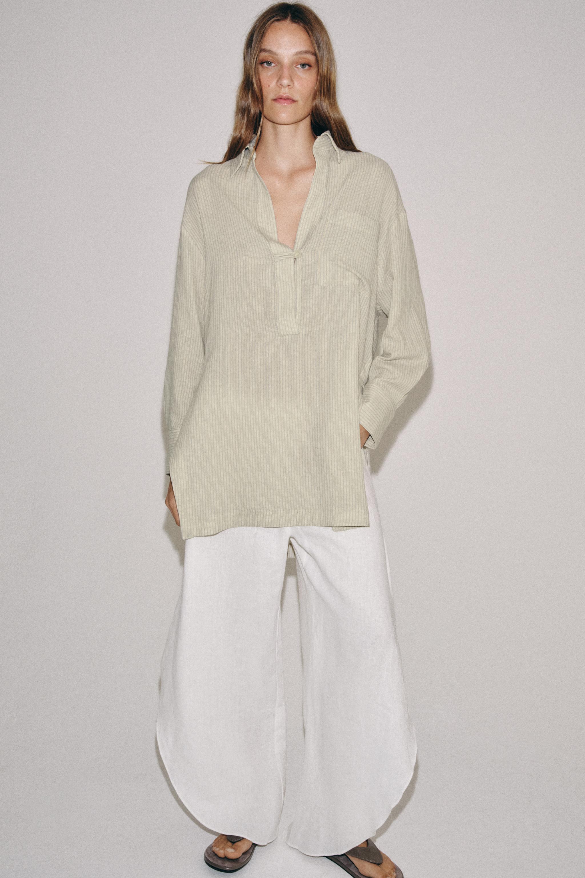 ZW COLLECTION ASYMMETRIC STRIPED SHIRT